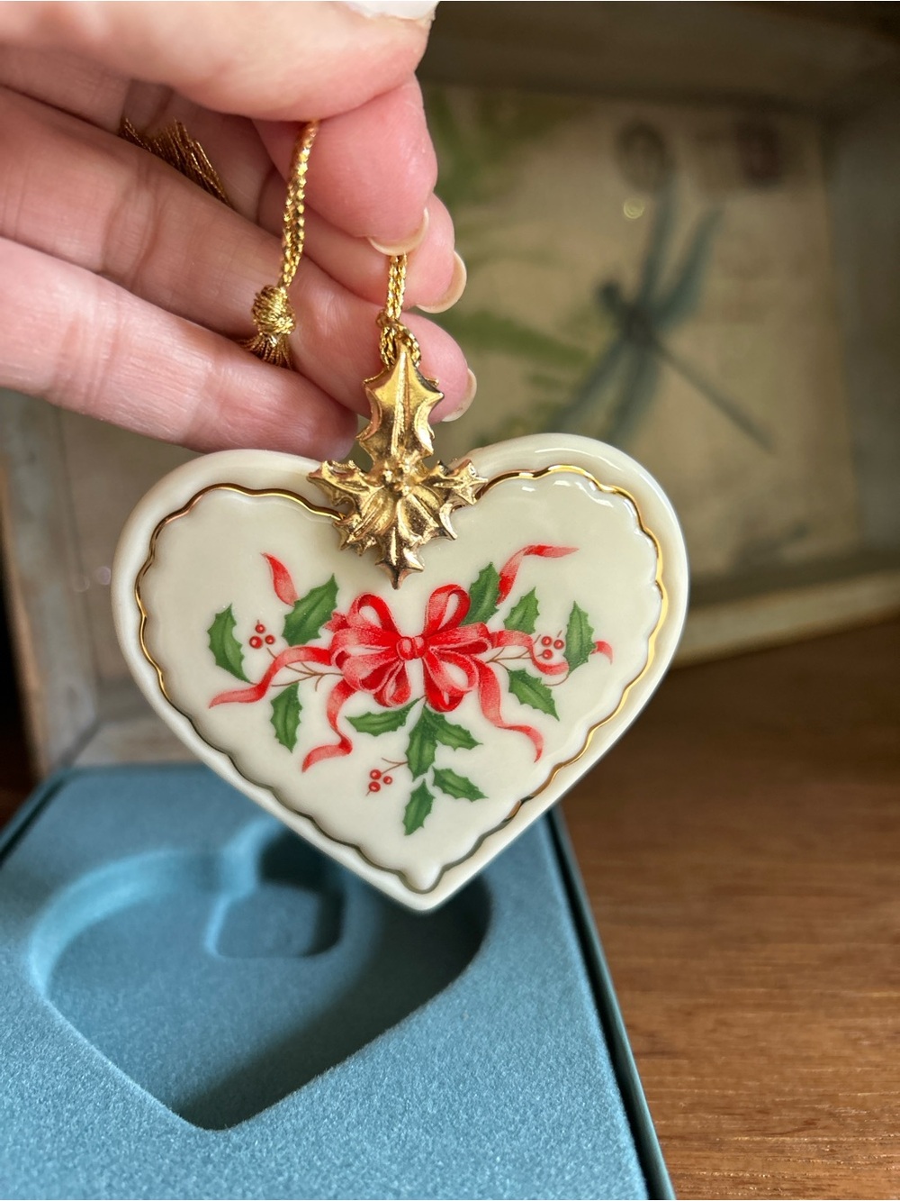 Vintage ~ LENOX Porcelain Christmas Holiday Heart Ornament w/ Original Box - Picture 3 of 5